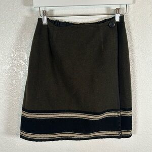 Vintage Ann Taylor Wool Blend Blanket Wrap Mini Skirt Size Small